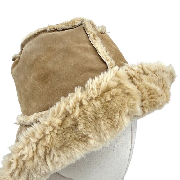 Vintage Y2K Wilsons Leather Maxima Beige Genuine Suede Faux Fur Bucket Hat main image 7